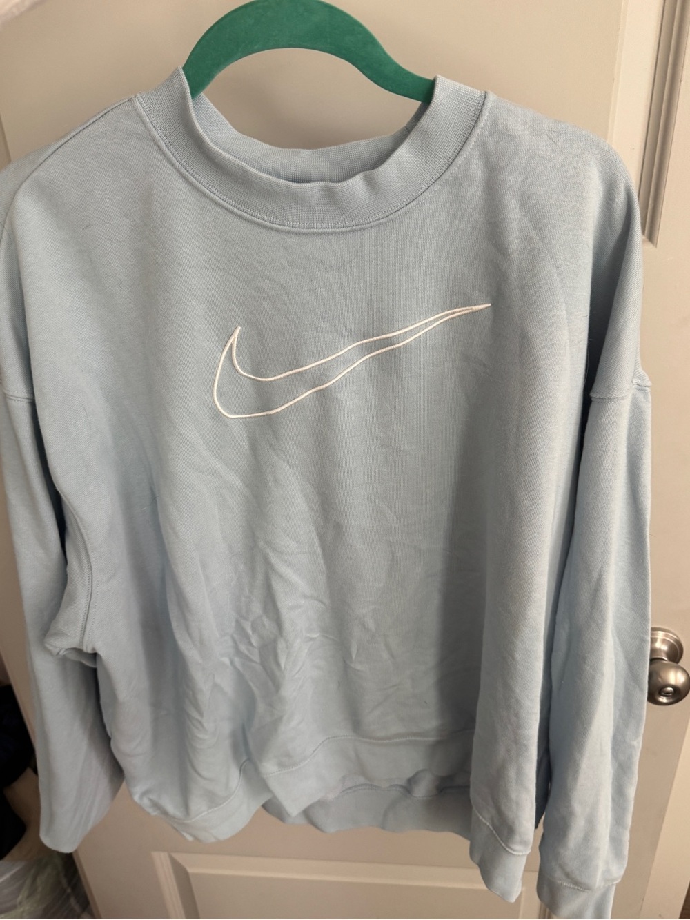 Nike Light Blue Crewneck Sweatshirt with White Swoosh
